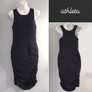 Athleta Black Side Ruched Tank Dress • XS